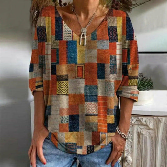 Amandine™ | T-Shirt À Carreaux Vintage Décontracté