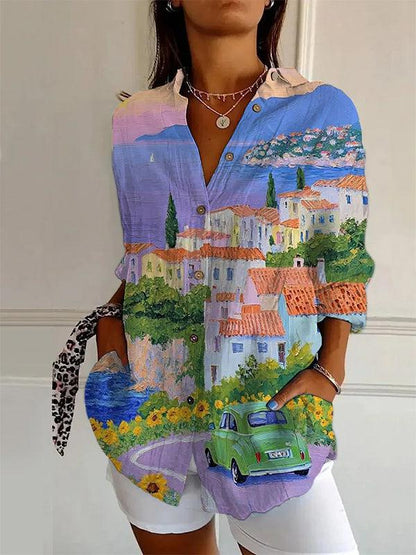 Chemise à col imprimé floral de rêve