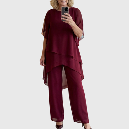 Ensemble avec pantalons palazzo drapés | Linda