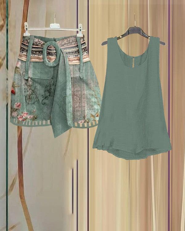 Ensemble deux pièces vert sans manches Fresh