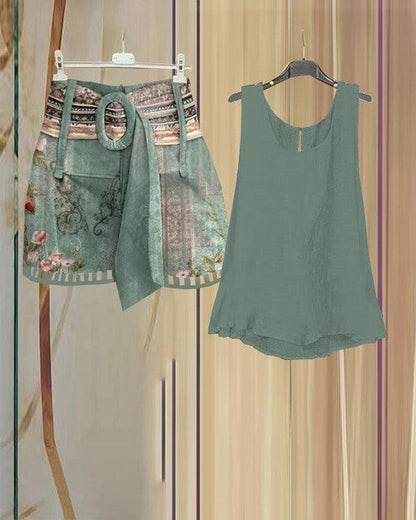 Ensemble deux pièces vert sans manches Fresh