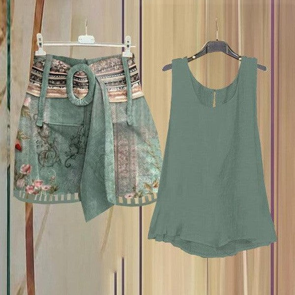 Ensemble deux pièces vert sans manches Fresh