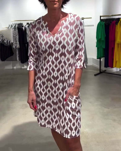 JACQUI - ROBE À ENCOLURE MI-LONGUE IMPRIMÉE DESIGNER