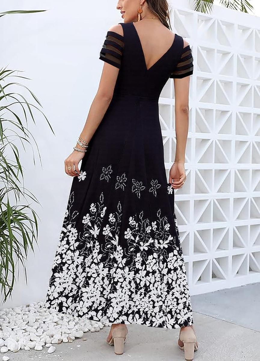 Ensemble deux pièces à imprimé floral noir et blanc