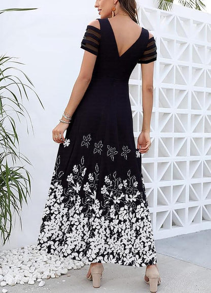 Ensemble deux pièces à imprimé floral noir et blanc
