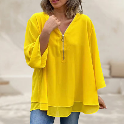 Heidi™ - Haut doublé lisse à col en V