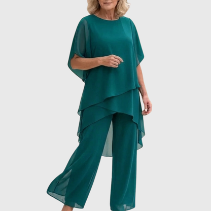 Ensemble avec pantalons palazzo drapés | Linda