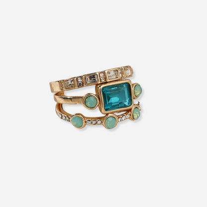 Ensemble de bagues en cristal bleu vintage Vellora