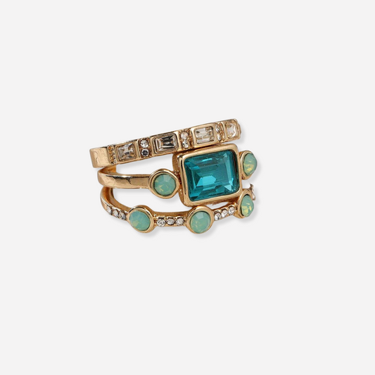 Ensemble de bagues en cristal bleu vintage Vellora