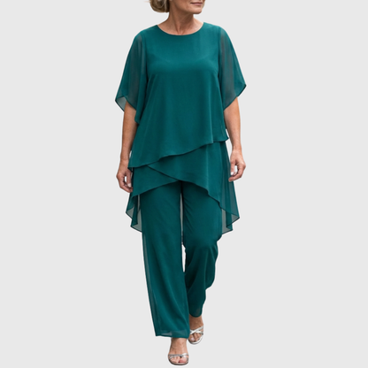Ensemble avec pantalons palazzo drapés | Linda