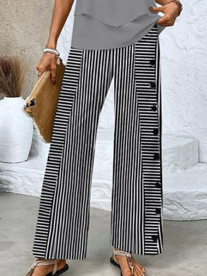 Pantalon imprimé rayé chic