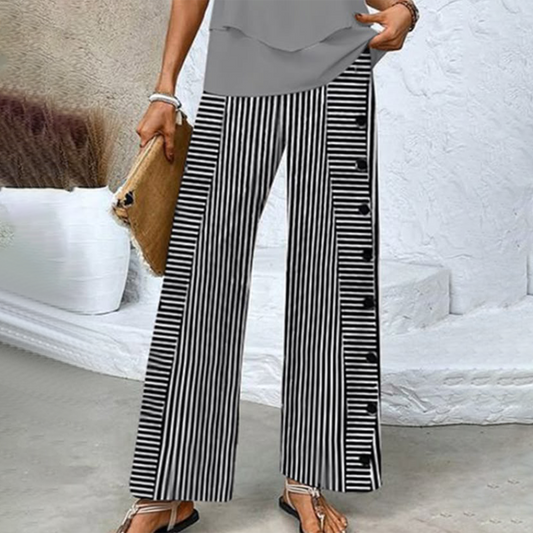 Pantalon imprimé rayé chic