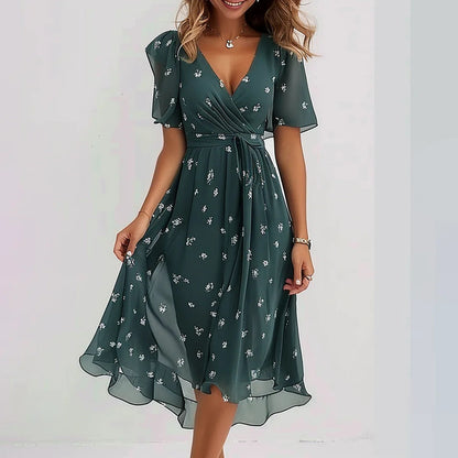 Lin | Robe mi-longue florale élégante