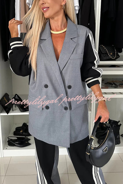 JADE - PATCHWORK BLAZER & ELASTIC WAIST PANTS SET