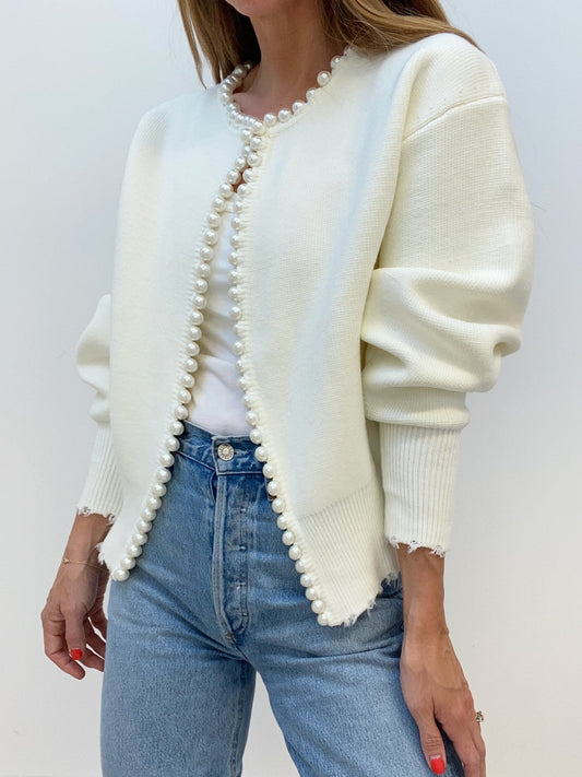 Adari™ | Cardigan sans boutons avec bordure en perles