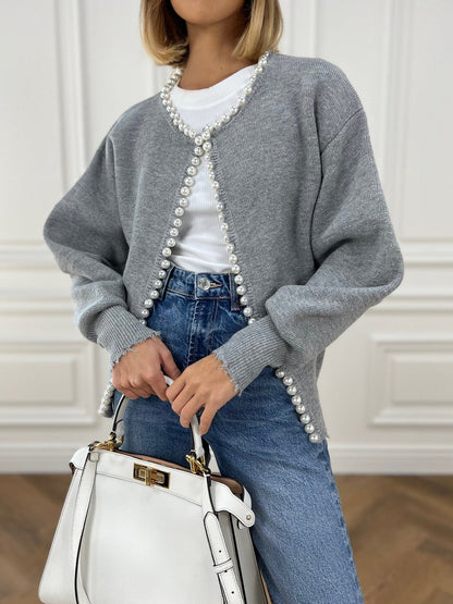 Adari™ | Cardigan sans boutons avec bordure en perles