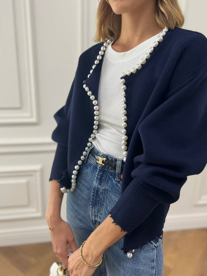 Adari™ | Cardigan sans boutons avec bordure en perles