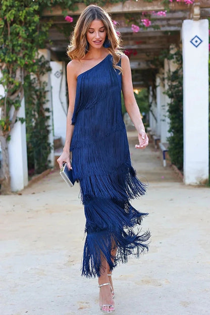 Dalia - Robe élégante à franges