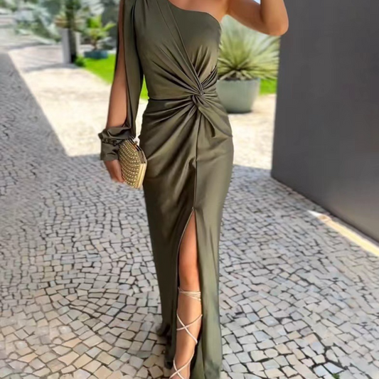 Alisa Robe longue de luxe à une épaule pour femme