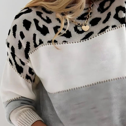 KARMI – PULL DÉCONTRACTÉ À MOTIF LÉOPARD
