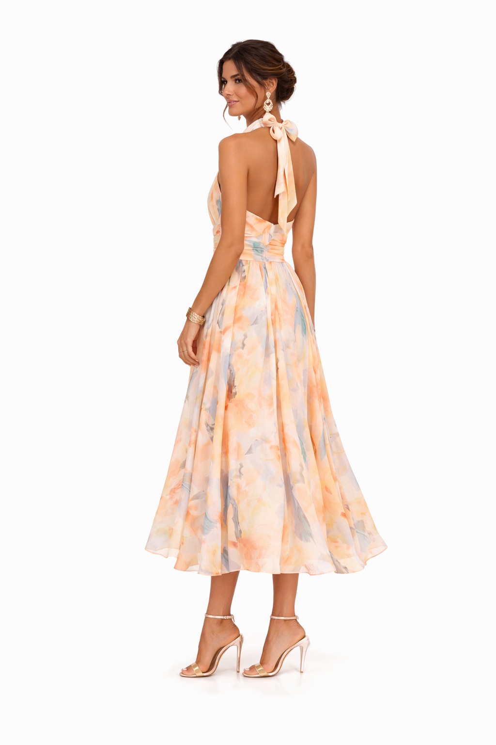 Esther™ | Robe à Col Halter avec Imprimé Aquarelle