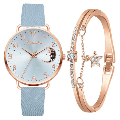 Ensemble montre et bracelet à cadran à chiffres lunaires