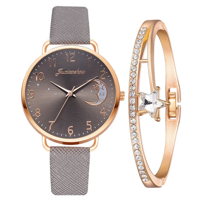 Ensemble montre et bracelet à cadran à chiffres lunaires