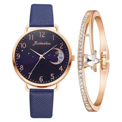 Ensemble montre et bracelet à cadran à chiffres lunaires