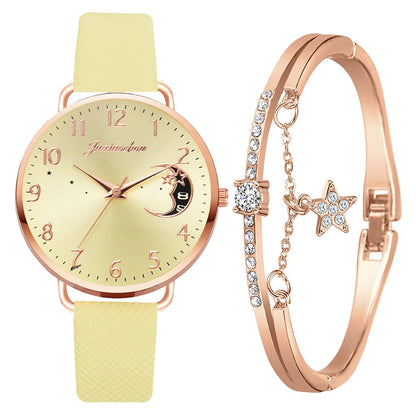 Ensemble montre et bracelet à cadran à chiffres lunaires