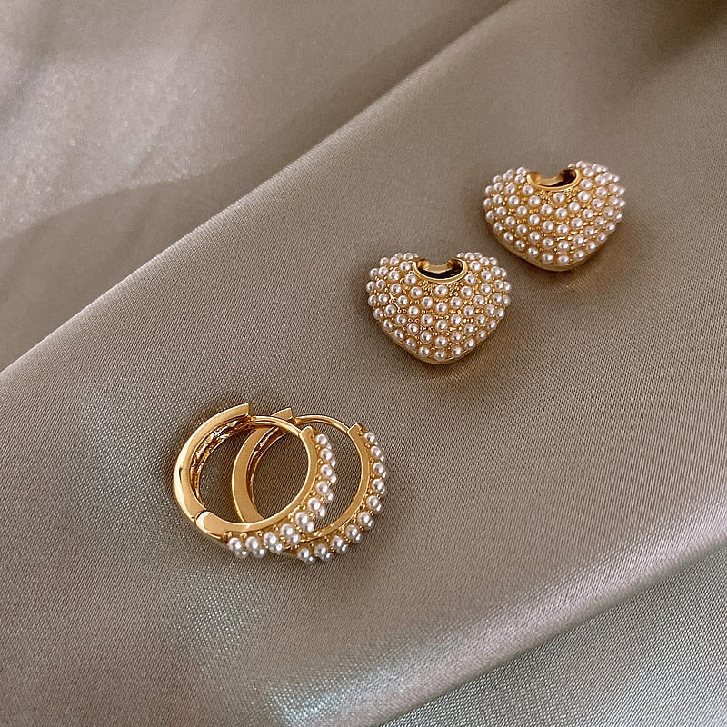 Boucles d'oreilles perles coeurs Yuli