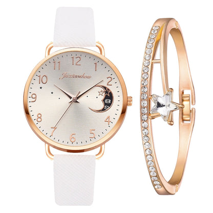 Ensemble montre et bracelet à cadran à chiffres lunaires