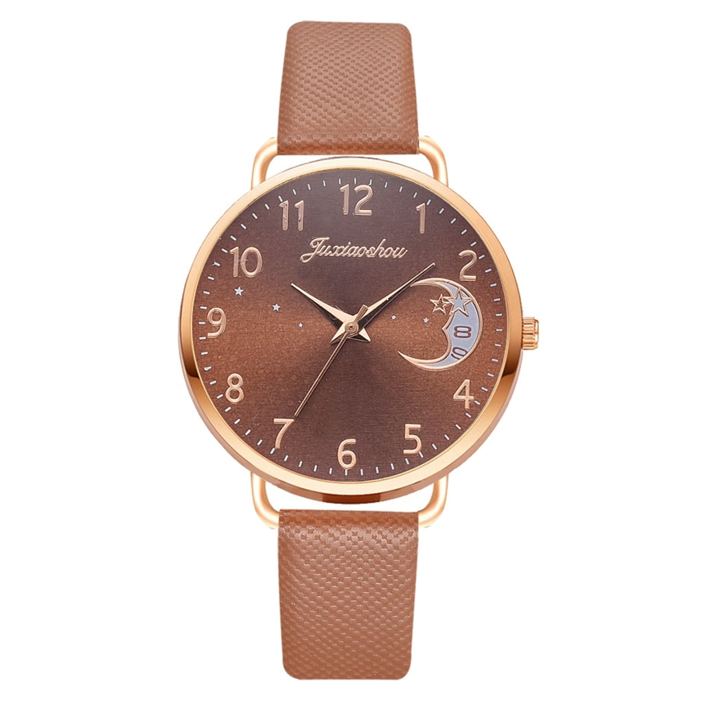 Ensemble montre et bracelet à cadran à chiffres lunaires