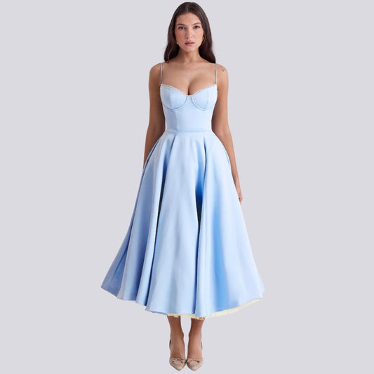 Kira | Robe longue trapèze élégante à col en V