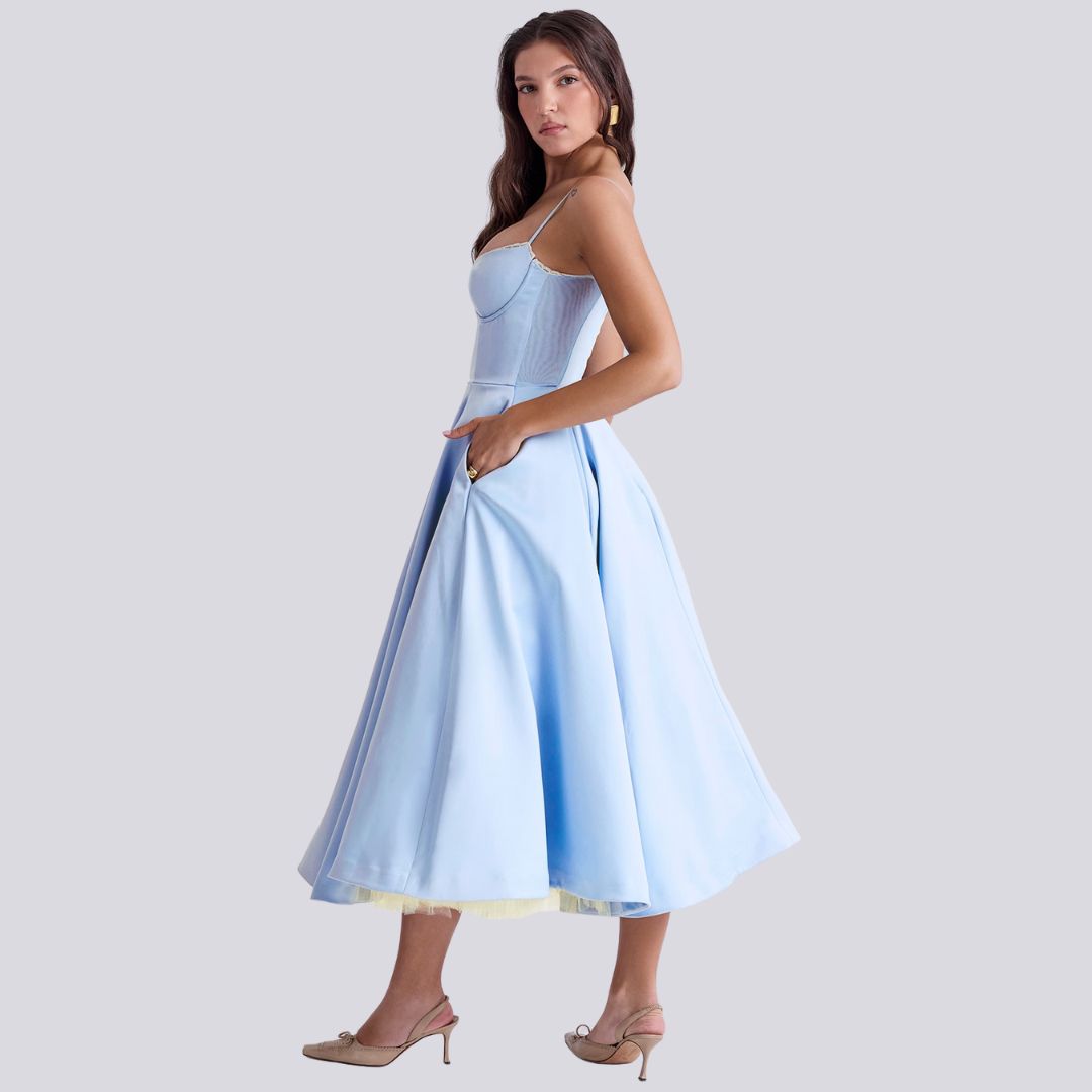 Kira | Robe longue trapèze élégante à col en V