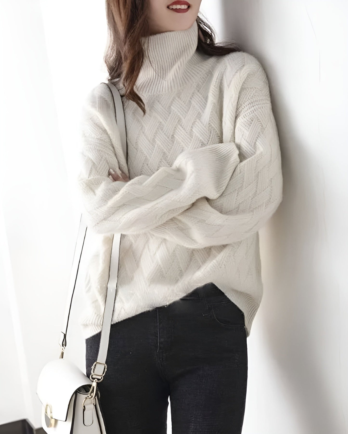 Pull chic à col roulé en cachemire doux