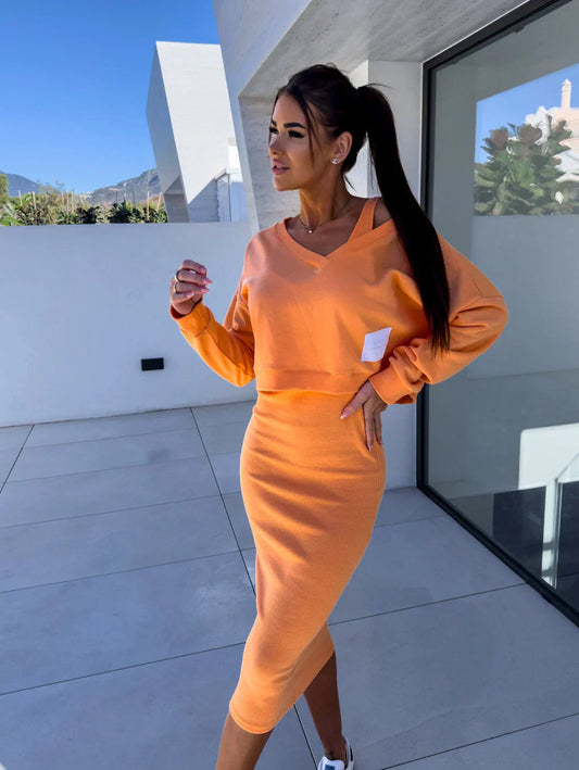 LARISA – ROBE AVEC SURPIÈCE EN MAILLE DOUCE