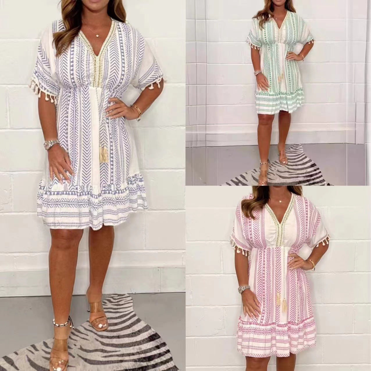 Gail™ - Robe bohème vintage à imprimé ethnique