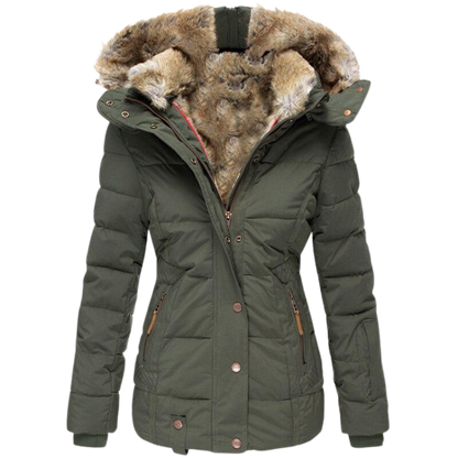 ADELINA - MANTEAU EN FOURRURE DÉCONTRACTÉ AVEC CAPUCHE