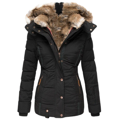 ADELINA - MANTEAU EN FOURRURE DÉCONTRACTÉ AVEC CAPUCHE