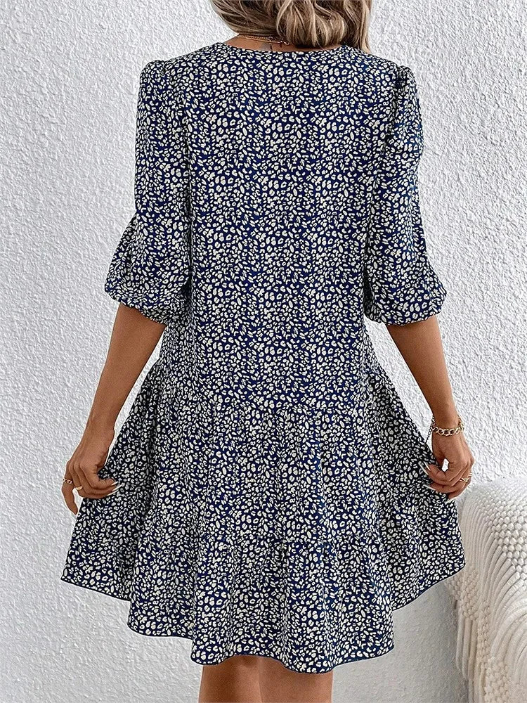 Inès | Robe florale ajustée et évasée