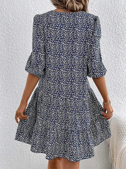 Inès | Robe florale ajustée et évasée