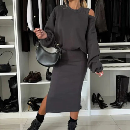 TRISHELLE - ENSEMBLE DE ROBE FENDUE CHIC URBAIN