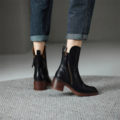 SIONNE - BOTTINES EN CUIR VÉRITABLE