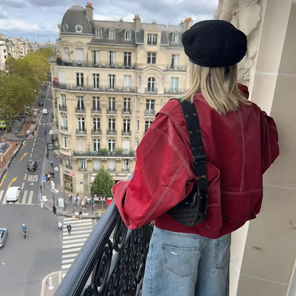 Faye™ - Veste en cuir surdimensionnée