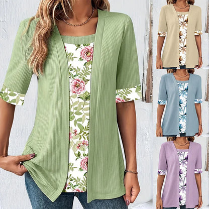 ESTHER - BLOUSE DÉCONTRACTÉE À FLEURS À DOUBLE COUCHE