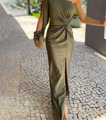 Alisa Robe longue de luxe à une épaule pour femme