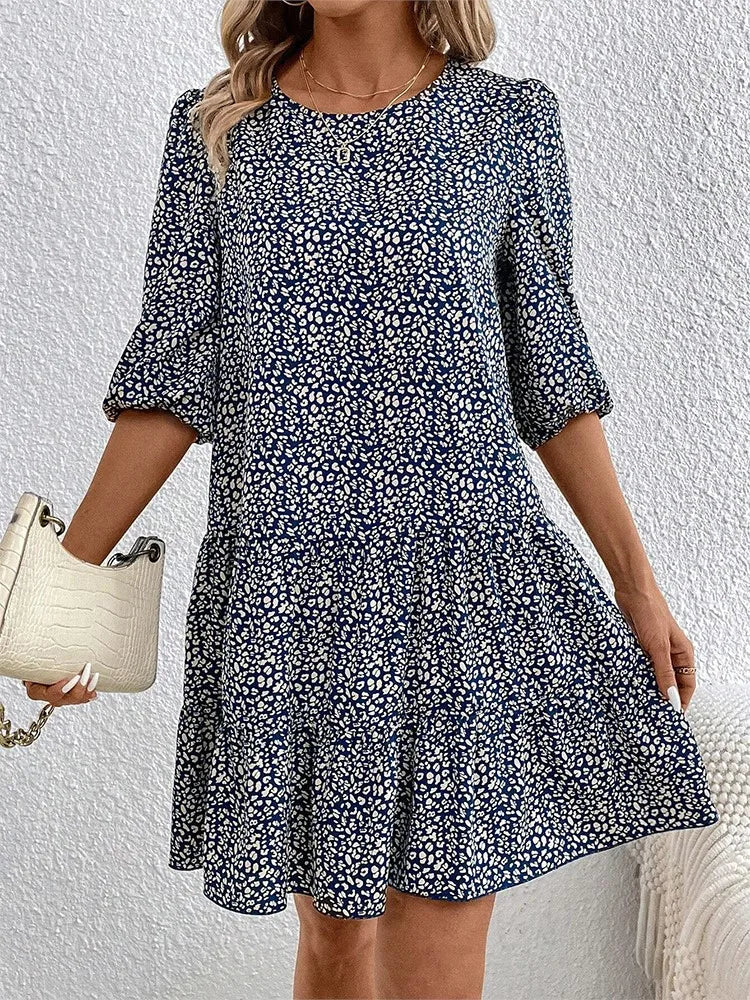 Inès | Robe florale ajustée et évasée