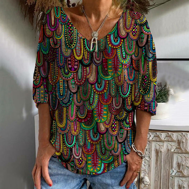 Clara™ | T-Shirt À Imprimé Abstrait Décontracté