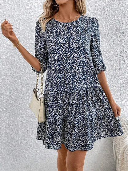 Inès | Robe florale ajustée et évasée