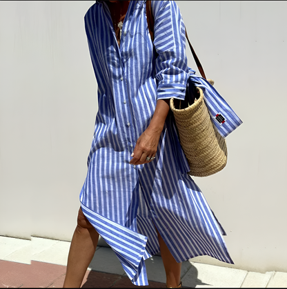 Héloïse™ | Chic Robe Chemise Rayée